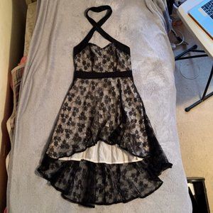 High-Low Halter Top Black/Cream Cocktail Dress Size M (Girls)